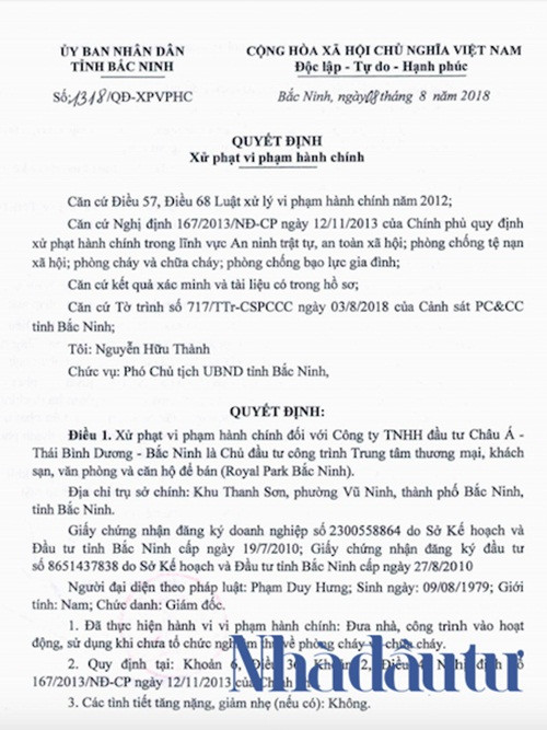 Chu dau tu Royal Park Bac Ninh vua bi phat 52,6 trieu tung vuong lum xum gi?-Hinh-2