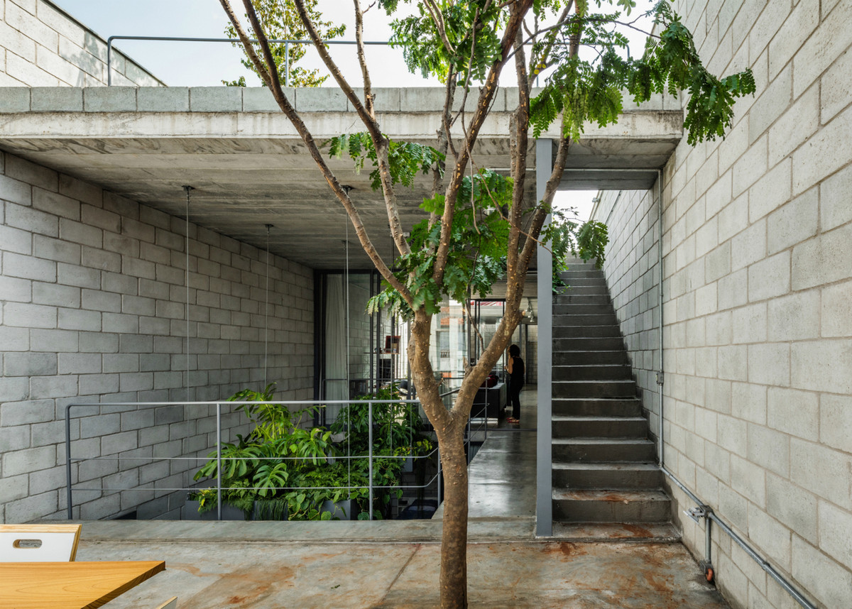 Xây trên khu đất 5.6x30.0m, yêu cầu với nhóm kiến trúc sư là phải phân bố các không gian cho hợp lý mà vẫn phải đưa thêm vào khoảng xanh thư thái.