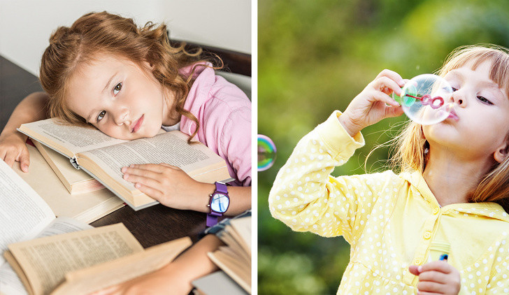 Gia đình thu nhập khiêm tốn thường thuê nhiều gia sư cho con với hy vọng con sẽ giỏi hơn và sẽ kiếm được nhiều tiền hơn. Trong khi đó, những người thành công cho rằng việc học thêm quá mức không liên quan nhiều đến thành công tài chính. Vì vậy, họ cho phép con mình có nhiều thời gian rảnh hơn để tận hưởng tuổi thơ. Nguồn ảnh: Brightside.