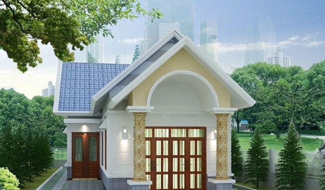 Nhà mái thái chữ L có thiết kế sân vườn, gồm 3 phòng ngủ. Ảnh: Nhadepmoi.