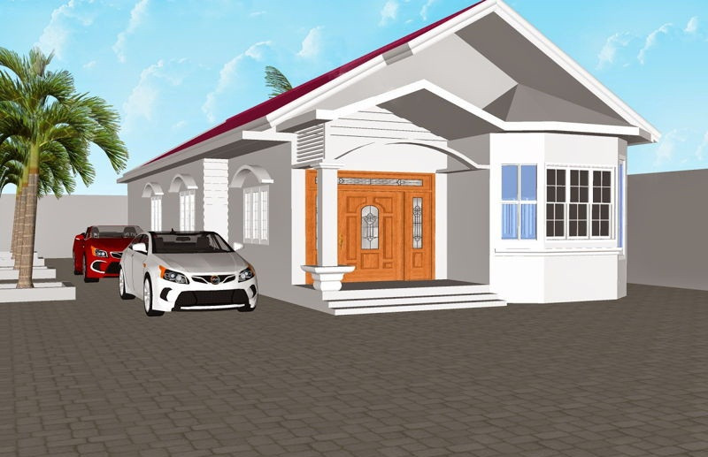 Nhà cấp 4 dành một khoảng sân lớn cho không gian giải trí và để xe. Ảnh: Mauthietkenhadep.