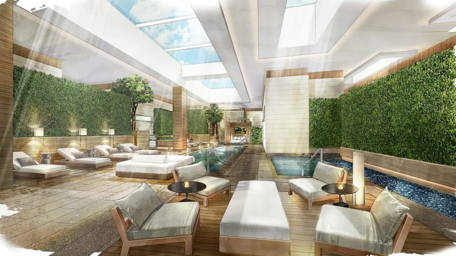 Hồ bơi nhân tạo thân thiện với các gia đình nhờ sự kết hợp của thuyền chèo và dòng sông.