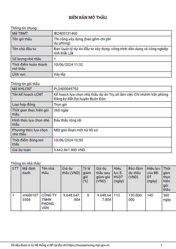 Đắk Lắk: Công ty Phong Vân “rộng cửa” tại gói thầu gần 10 tỷ? Dak Lak: Cong ty Phong Van “rong cua” tai goi thau gan 10 ty?
