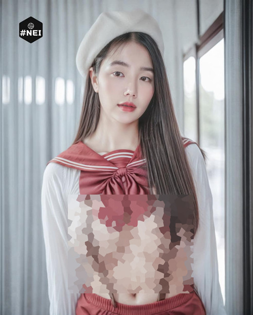 Diện những chiếc áo ngắn chẳng tày gang, cô nàng khó có thể che chắn được vòng 1 căng tràn.