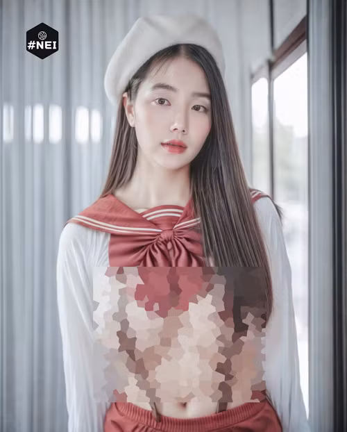 Diện những chiếc áo ngắn chẳng tày gang, cô nàng khó có thể che chắn được vòng 1 căng tràn.