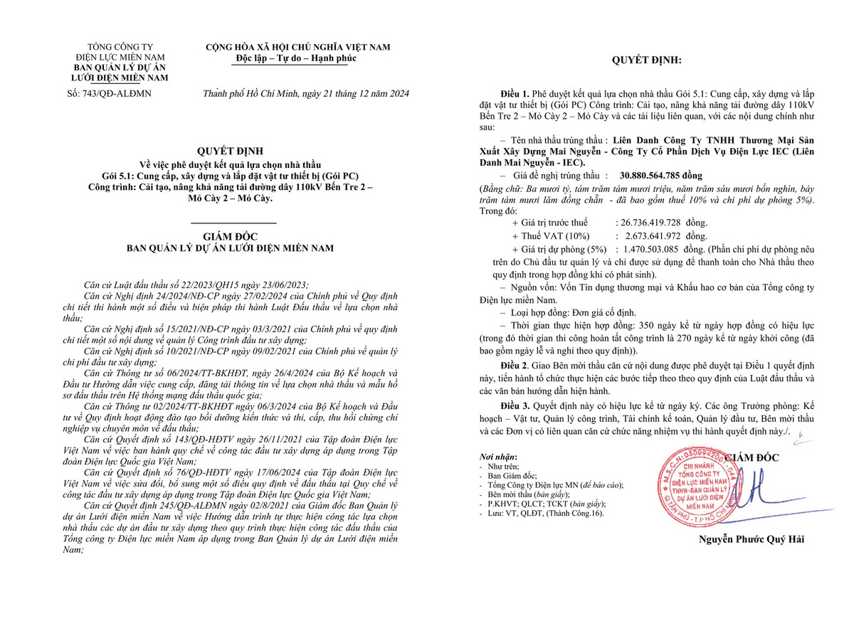 TP HCM: Liên danh Mai Nguyễn - IEC trúng gói thầu gần 31 tỷ đồng TP HCM: Lien danh Mai Nguyen - IEC trung goi thau gan 31 ty dong