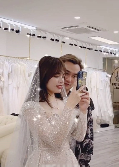 Vợ sắp cưới của Anh Tuấn diện cô dâu, khoe nhan sắc xinh đẹp. Ảnh: Yan