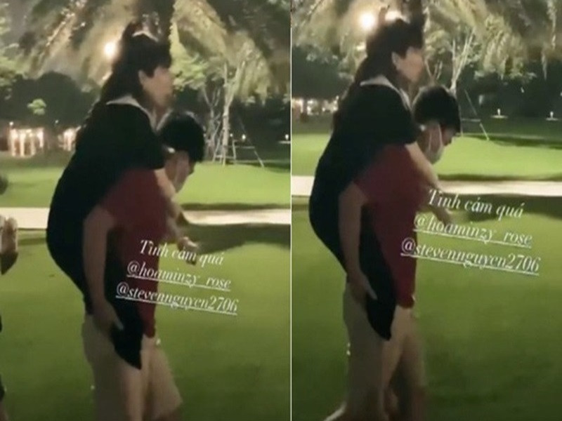 Nữ ca sĩ kiệt sức, được bạn trai đại gia cõng hồi tháng 10/2020.