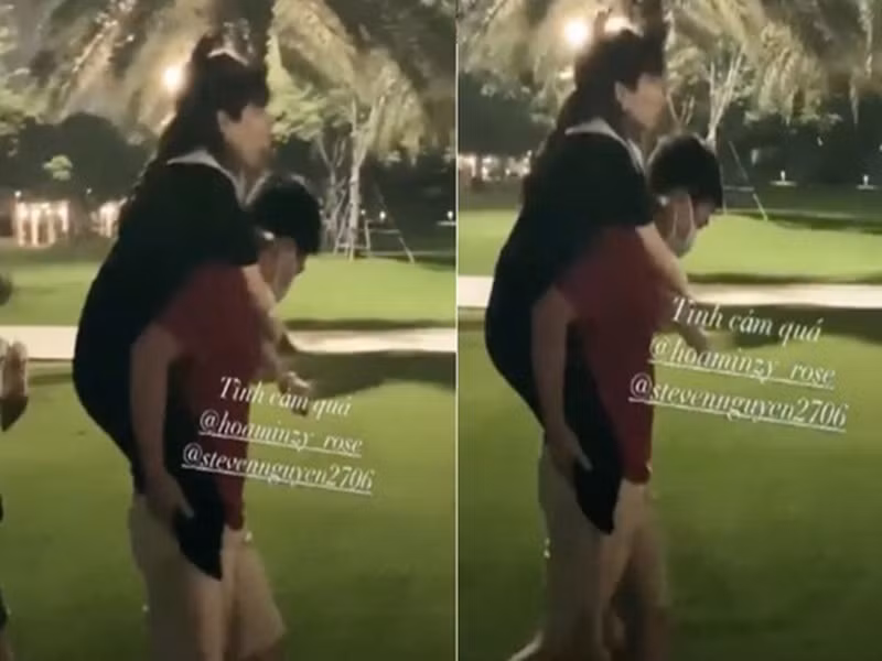 Nữ ca sĩ kiệt sức, được bạn trai đại gia cõng hồi tháng 10/2020.