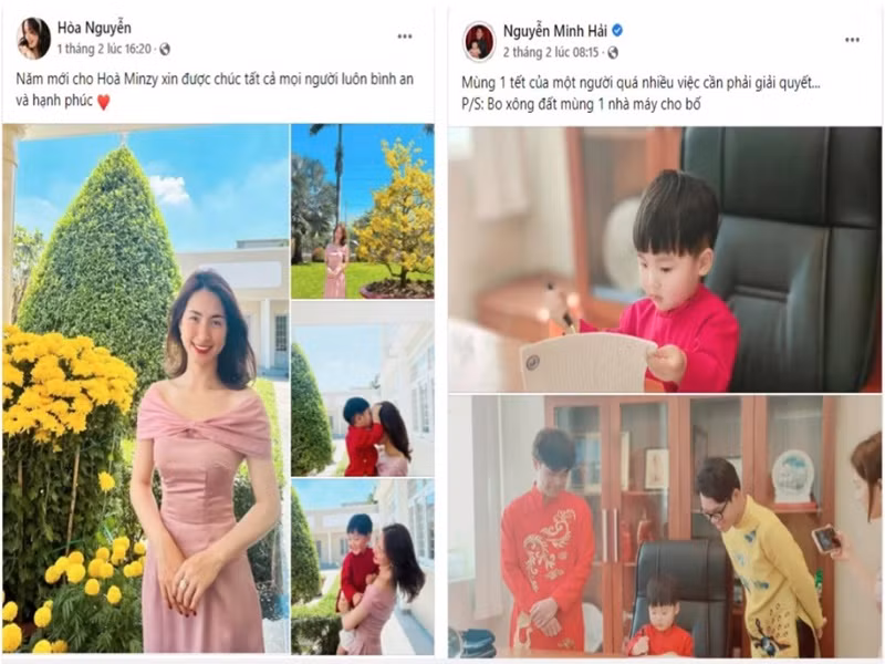 Dịp Tết Nguyên Đán 2022, Hòa Minzy và Minh Hải chỉ nhắc đến con trai.