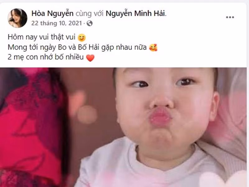 Từ tháng 5/2021 đến nay, Minh Hải sang Australia công tác, tạm thời xa Hòa Minzy và con trai. Ảnh chụp màn hình