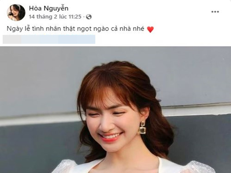 Đáng chú ý hơn, Hòa Minzy và Minh Hải không nhắc đến nhau thời gian qua. Dịp Valentine 2022, nữ ca sĩ đăng tải hình ảnh bản thân còn nửa kia của cô chia sẻ câu chuyện ý nghĩa của ngày Valentine. Ảnh: FBNV