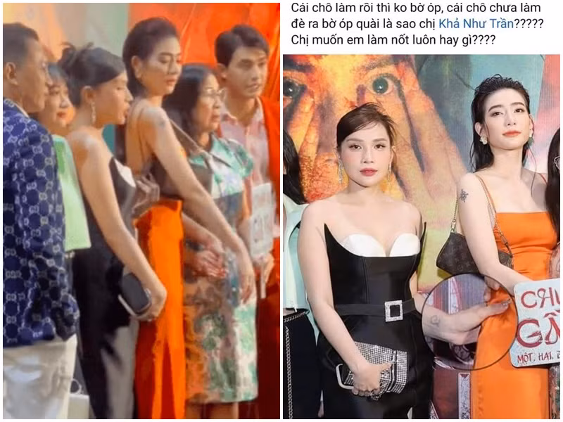 Cư dân mạng mới đây truyền tay nhau clip Khả Như dường như đẩy túi xách của Kim Nhã khi chụp ảnh trên thảm đỏ. Giữa lúc clip gây tranh cãi, Khả Như và Kim Nhã tương tác khá thân thiết trên trang cá nhân. Ảnh: Vietnamnet