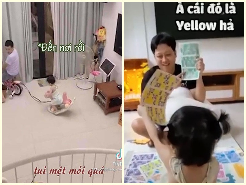 Trường Giang cưng con gái như trứng mỏng. Anh dành nhiều thời gian để chăm lo cho con gái tốt nhất. Không ít lần, Nhã Phương đăng tải khoảnh khắc Trường Giang chơi đùa cùng con gái dù công việc luôn bận rộn. Ảnh: FBNV