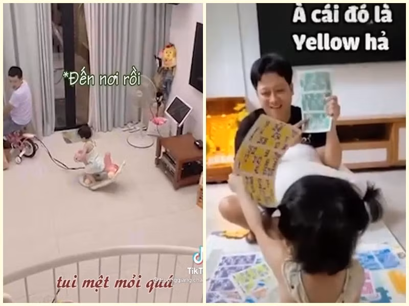 Trường Giang cưng con gái như trứng mỏng. Anh dành nhiều thời gian để chăm lo cho con gái tốt nhất. Không ít lần, Nhã Phương đăng tải khoảnh khắc Trường Giang chơi đùa cùng con gái dù công việc luôn bận rộn. Ảnh: FBNV