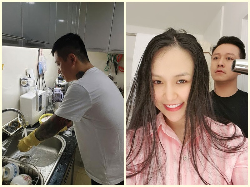 Tuấn Hưng cũng không nề hà những việc thường ngày như lau nhà, rửa bát, giặt quần áo lúc vợ mang bầu. Nam ca sĩ còn giúp vợ sấy tóc, hành động nhỏ nhưng không phải ông chồng nào cũng làm được cho vợ. Ngày người bạn đời sinh con thứ 3, Tuấn Hưng nằm đất ngủ trong lúc chăm sóc bà xã ở bệnh viện.