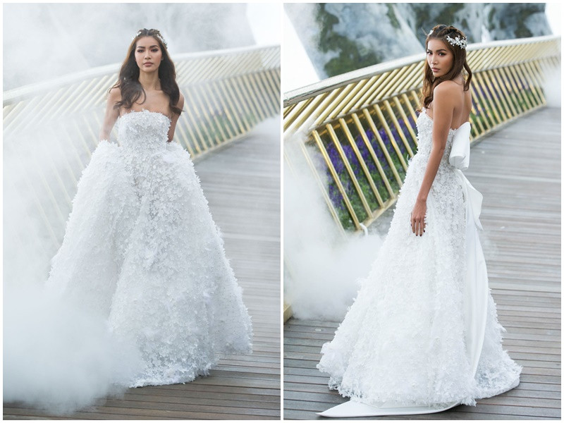 Năm 2018, Minh Tú hóa thân thành cô dâu trên sàn diễn. Ảnh: Người lao động