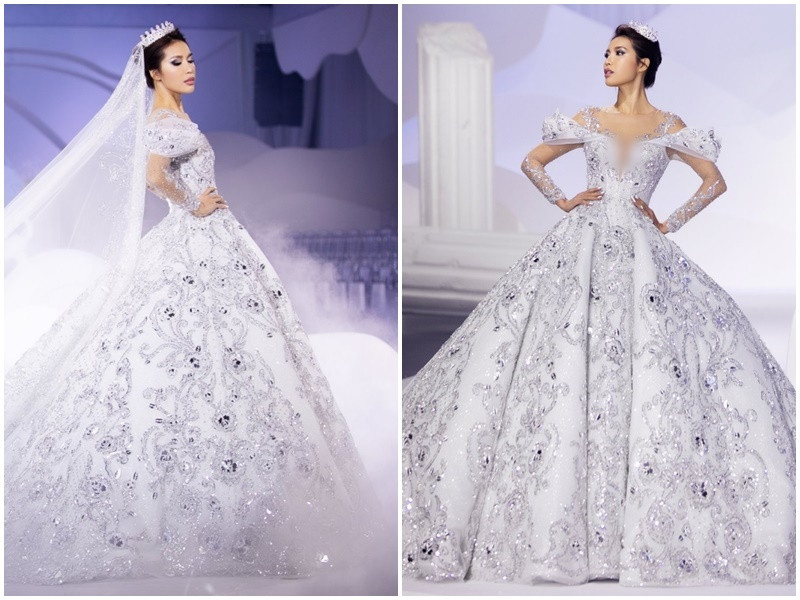 Mới đây, Minh Tú bị soi đeo một chiếc nhẫn trên ngón tay áp út. Một số cư dân mạng đặt nghi vấn phải chăng chân dài chuẩn bị kết hôn. Cùng ngắm nữ người mẫu mặc váy cô dâu giữa nghi vấn sắp cưới chồng Tây. Ảnh: VOV