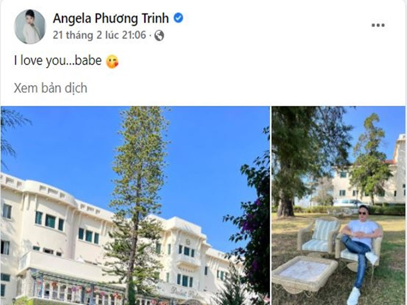 Mới đây, "bà mẹ nhí" chia sẻ lại bài đăng của Cao Thái Sơn và bày tỏ: "I love you...baby" (tạm dịch: Em yêu anh).