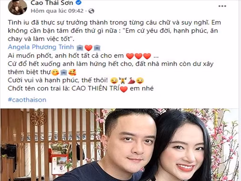 Nam ca sĩ khoe nếu có con với Angela Phương Trinh, anh sẽ đặt tên con trai là Cao Thiên Trí.