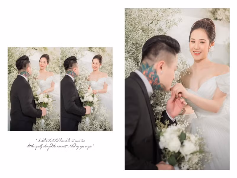 Ngoài chia sẻ ảnh cưới, Vũ Duy Khánh dành lời ngọt ngào cho bạn gái kém 10 tuổi. “Có lẽ giờ đây, mọi lời có cánh anh dành cho em đều dư thừa, bởi lẽ không chỉ riêng anh mà tất cả những người xung quanh anh đều cảm nhận được em thế nào. Cảm ơn Trời đã sắp đặt em cho anh. Cảm ơn bố mẹ em đã chấp nhận anh. Cảm ơn em đã yêu anh, đã hy sinh cho anh. Anh tự hào khi có em là vợ”, nam ca sĩ viết.