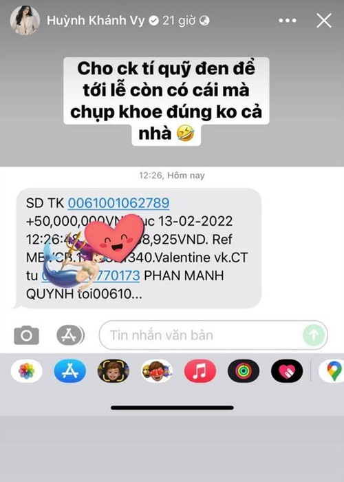 Khánh Vy khoe quà Valentine 2022 giống nhiều mỹ nhân Việt khác.