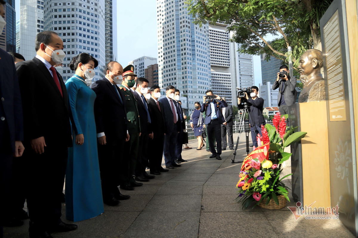 Chu tich nuoc dang hoa tuong dai Chu tich Ho Chi Minh o Singapore-Hinh-3