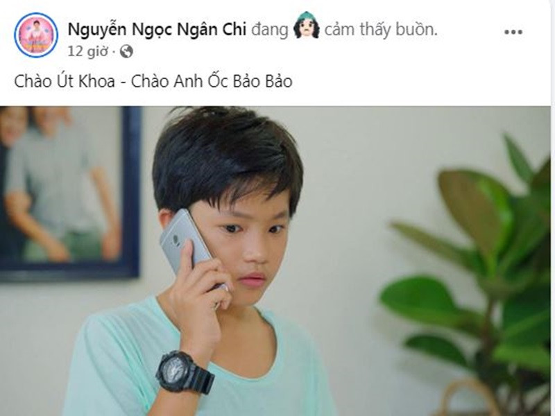 Diễn viên nhí Ngân Chi cảm thấy buồn khi đàn anh qua đời. Ảnh chụp màn hình
