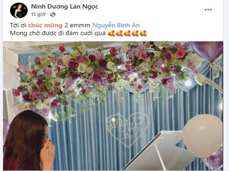 Ninh Dương Lan Ngọc cũng mong chờ dự đám cưới của Bình An. Ảnh chụp màn hình