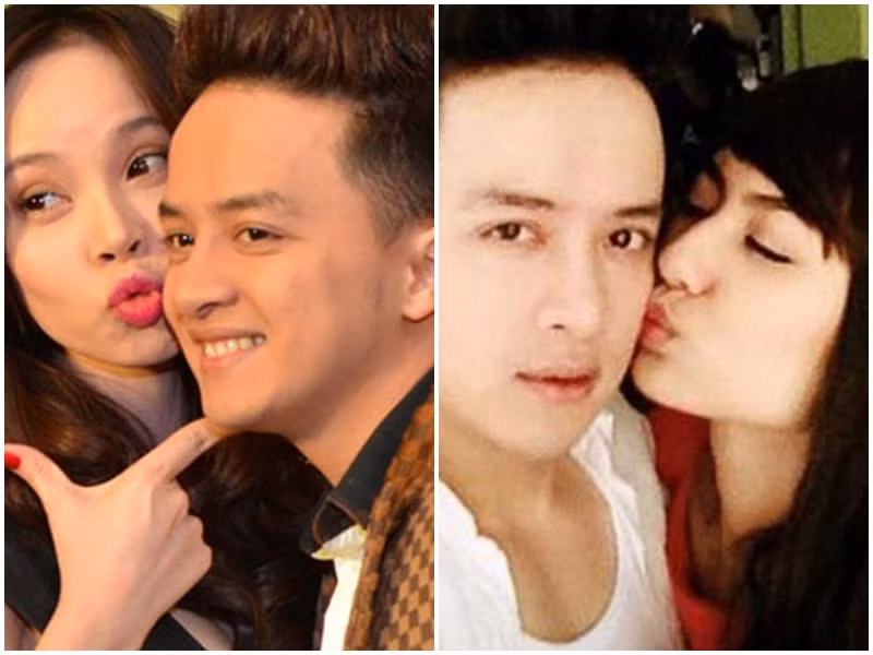 Cao Thái Sơn từng liên tục xuất hiện tình tứ bên siêu mẫu Ngọc Bích (trái) và người mẫu Hồng Quế. Mối quan hệ giữa nam ca sĩ với Ngọc Bích và Hồng Quế bị nhiều người cho là chiêu PR tên tuổi. Ảnh: Khám phá, Gia đình Việt Nam