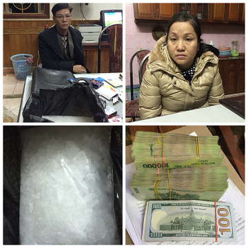 Các đối tượng và tang vật vụ án.