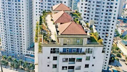 Khu vườn thượng uyển trên nóc tòa chung cư Xa La (Hà Đông, Hà Nội). Ảnh: Như Ý.