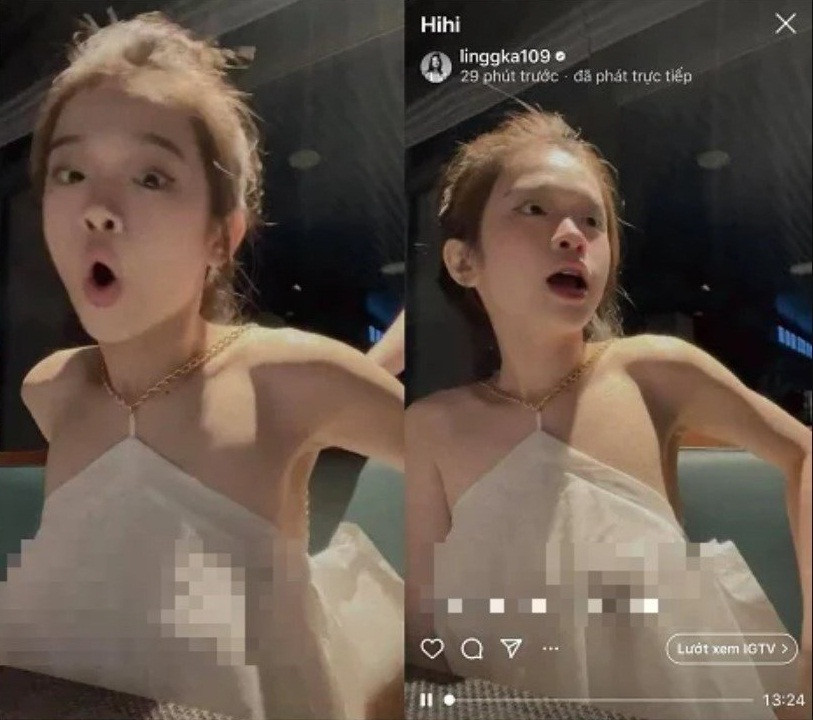Qua một số cử động Linh Ka còn vô tình để lộ điểm nhạy cảm khá "nóng mắt".