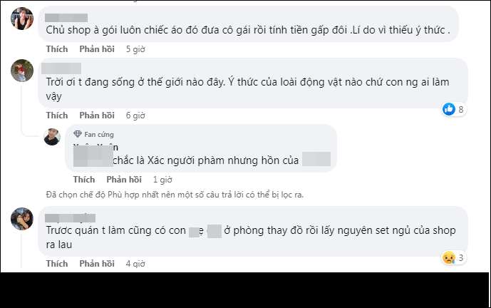 "Trời ơi tôi đang sống ở thế giới nào đây, ý thức của loài động vật nào chứ con người ai làm vậy", "Thiếu gì chỗ đi nhờ vệ sinh mà phải lảm ra hành động như thế", "Một cô gái xinh đẹp như thế mà có hành động thật khó hiểu",...là những bình luận của cư dân mạng.