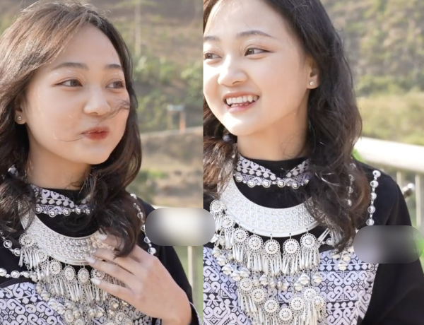 Trong đoạn clip này còn xuất hiện thêm một hot girl người Mông 2005 sở hữu nụ cười tỏa nắng, gây chú ý không kém cạnh Lan Hương. Ảnh: Chụp màn hình TikTok Bếp Trên Bản