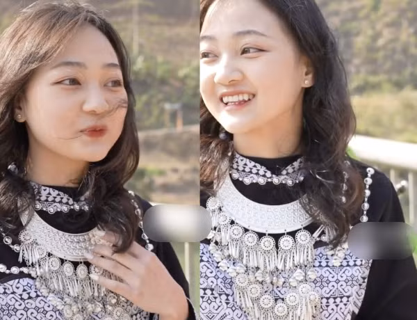 Trong đoạn clip này còn xuất hiện thêm một hot girl người Mông 2005 sở hữu nụ cười tỏa nắng, gây chú ý không kém cạnh Lan Hương. Ảnh: Chụp màn hình TikTok Bếp Trên Bản