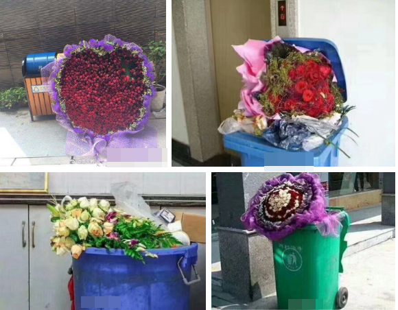 Tiếc rằng khi hoa chưa kịp héo đã thấy phải nằm ở... bãi rác.