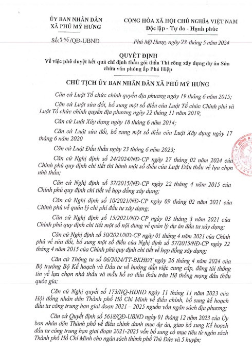 TPHCM: UBND xã Phú Mỹ Hưng chỉ định 4 gói thầu cho Cty Quốc Linh - Hình 4 TPHCM: UBND xa Phu My Hung chi dinh 4 goi thau cho Cty Quoc Linh-Hinh-4
