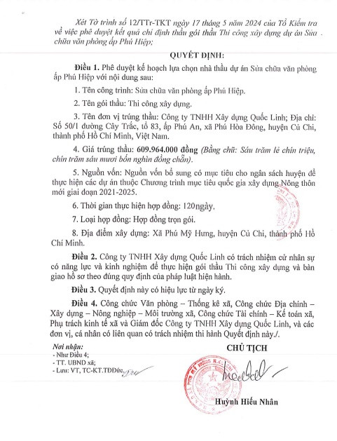 TPHCM: UBND xã Phú Mỹ Hưng chỉ định 4 gói thầu cho Cty Quốc Linh - Hình 6 TPHCM: UBND xa Phu My Hung chi dinh 4 goi thau cho Cty Quoc Linh-Hinh-6