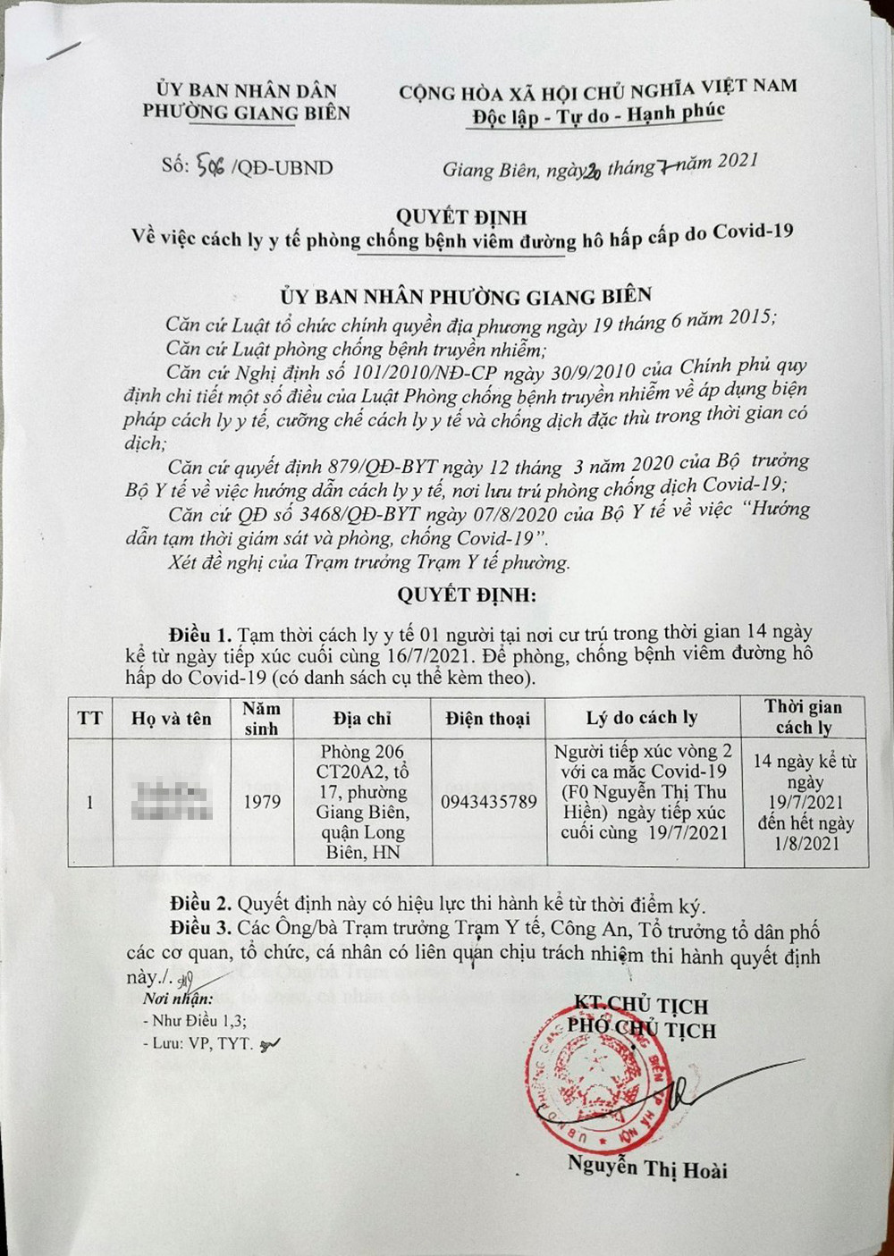 Cham thong bao co truong hop cach ly COVID-19, dan hoang mang