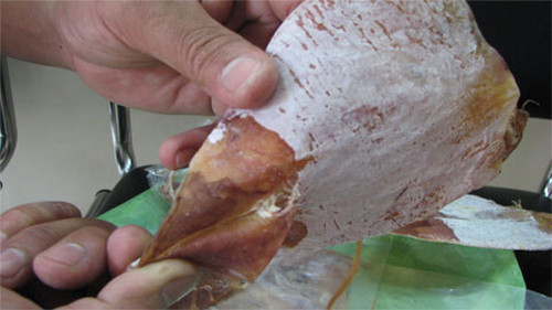 Mực giả tuy thơm như hàng thật nhưng khi nướng lên mùi thơm ấy hoàn toàn tiêu tan.