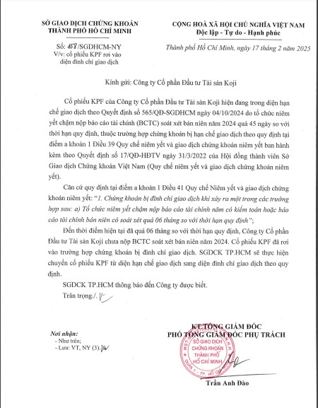 Biết gì Đầu tư Tài sản Koji bị đình chỉ giao dịch cổ phiếu? Biet gi Dau tu Tai san Koji bi dinh chi giao dich co phieu?