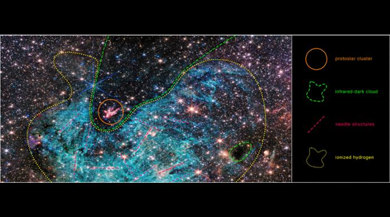 Mặc dù những đám mây tiền sao trông ít đông đúc hơn do ánh sáng từ các ngôi sao phía sau không thể đi qua, nhưng các phân tích chi tiết đã cho thấy độ dày đặc thực sự của khu vực và giúp ước tính số lượng tiền sao.