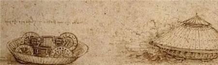 Bản vẽ hộp số tự động liên tục của da Vinci từ năm 1490 dự đoán công nghệ ô tô. Ông cũng thiết kế mô hình xe tăng, vũ khí quân sự tiên tiến, và thậm chí có một "xe tăng" nguyên mẫu.