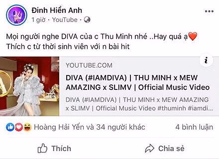 Ca sĩ Đinh Hiền Anh 'bênh' Thu Minh, nói 'ẩn ý' và khoá bình luận từ người lạ - Hình 2 Ca si Dinh Hien Anh 'benh' Thu Minh, noi 'an y' va khoa binh luan tu nguoi la-Hinh-2
