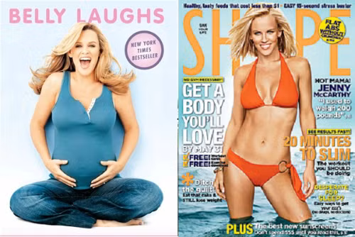 Jenny McCarthy: Ba tuần sau sinh, cô tập thể dục mọi lúc, mọi nơi, đồng thời lên thực đơn tính toán cẩn thận lượng calo cho từng bữa ăn. Những thực phẩm được ngôi sao sử dụng trong quãng thời gian giảm cân gồm: yến mạch, sữa không béo, hạnh nhân, bánh sandwich, ức gà, cà chua, pho mát ít béo, cá hồi. Tất cả món ăn đều hạn chế dầu mỡ và ăn vừa đủ, không dùng quá no, ăn nhiều vào buổi sáng, ít vào bữa tối. Ảnh: People.