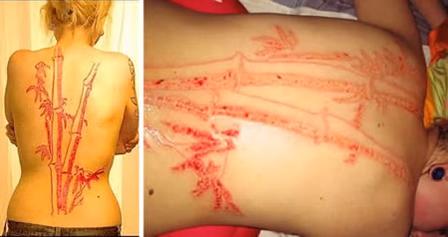 Cô gái đã quyết định lưu giữ hình ảnh cây tre Việt Nam trên lưng mình.