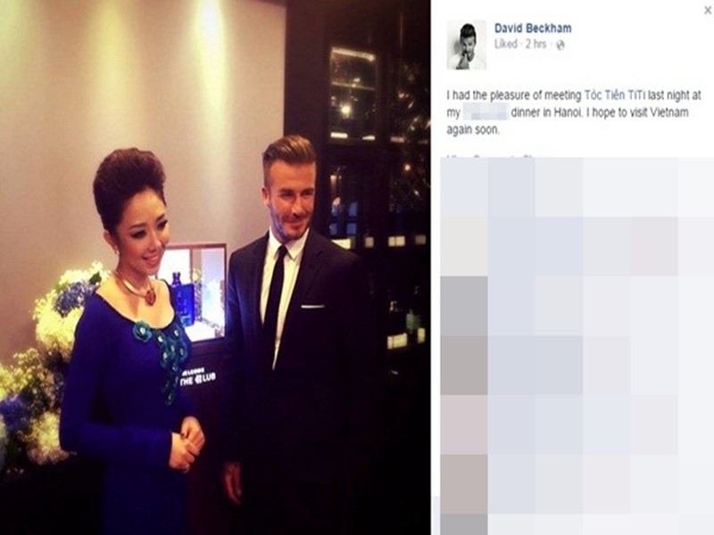 Tóc Tiên gặp gỡ David Beckham không ít lần. Ảnh: FB David Beckham.