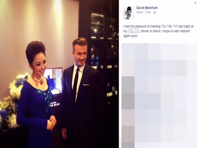 Tóc Tiên gặp gỡ David Beckham không ít lần. Ảnh: FB David Beckham.
