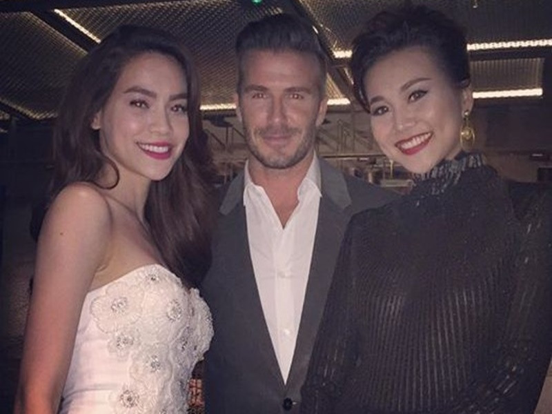 Hà Hồ nhiều lần gặp gỡ David Beckham. Ảnh: FB Thanh Hằng.